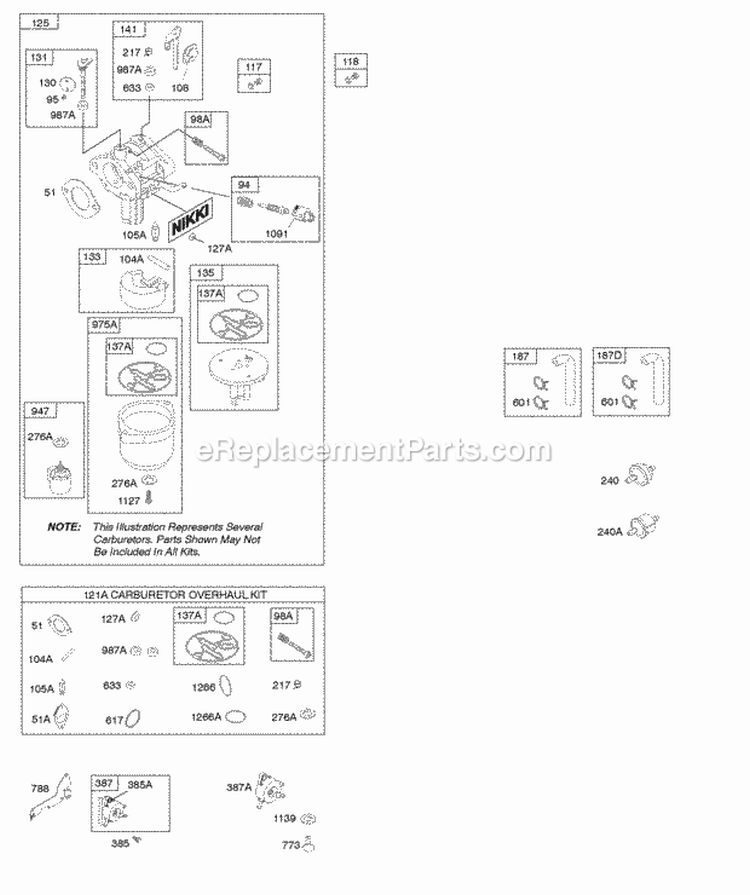 Carburetor Kit - Carburetor Overhaul Diagram and Parts List for  Briggs and Stratton Engine